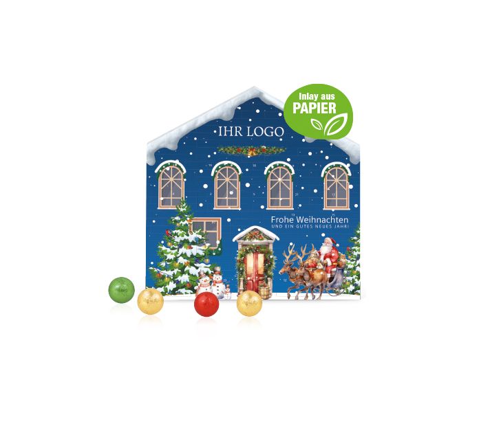Adventskalender Weihnachtshaus "Exklusiv" mit Fairtrade® Schokolade