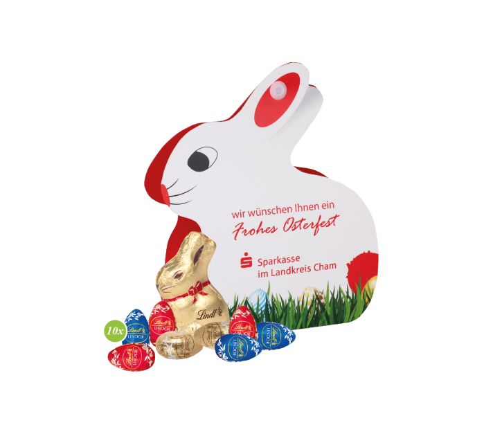Werbe-Hase mit Schokoladenmischung von Lindt