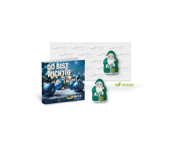 Werbe-Klappkarte mit Weihnachtsmann von Storz
