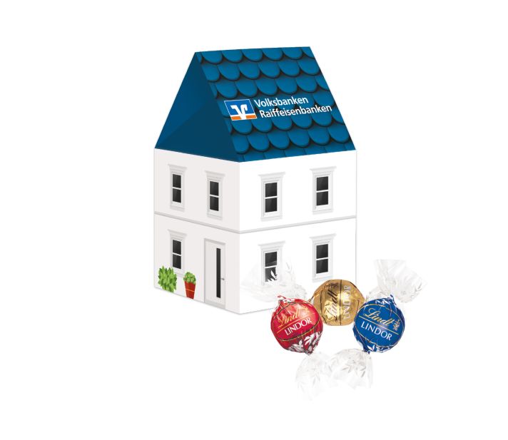 3D Präsent "Haus" mit Lindt Lindor Pralinés