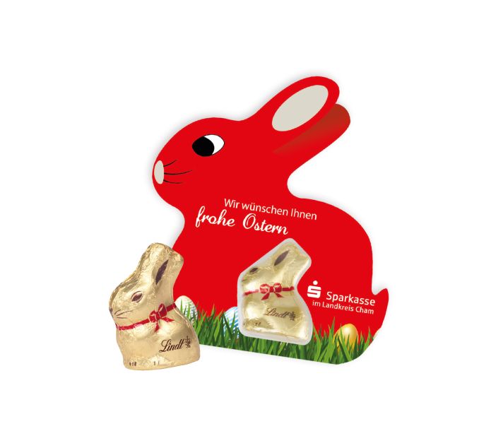 Schokokarte-Hase mit Lindt Goldhase