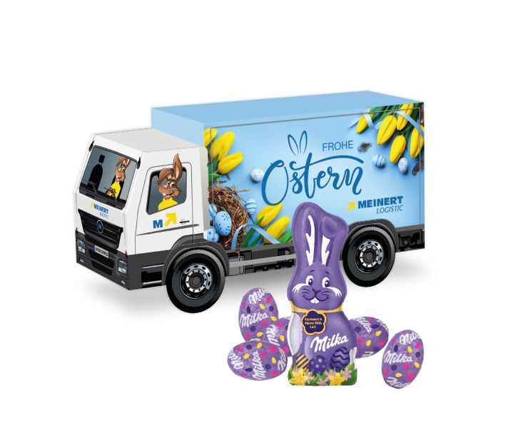 3D Präsent "LKW" Ostern mit Schokoladenmischung von Milka