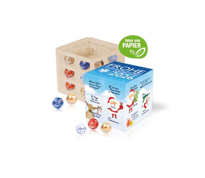 Adventskalender "Cube" mit Lindt Schokolade mit Papier-Inlay