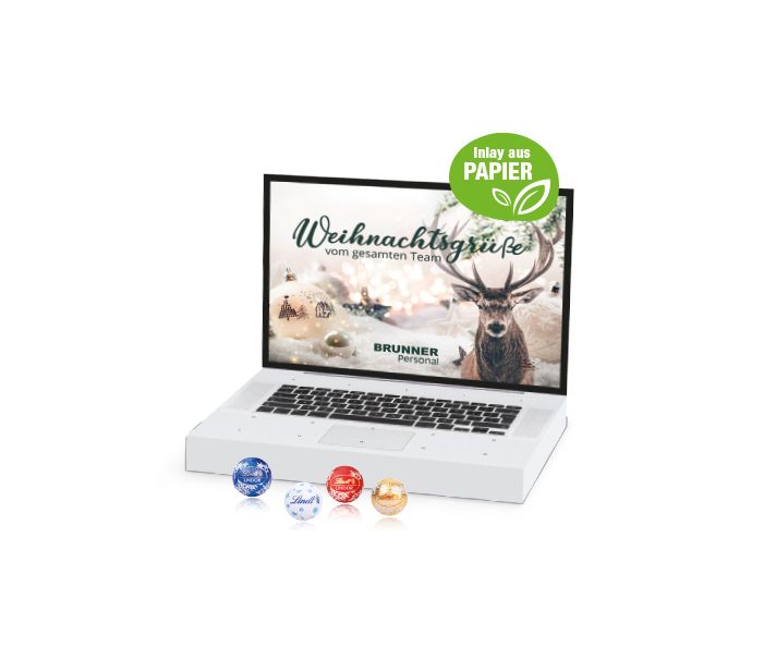Adventskalender Laptop mit Lindt Minis
