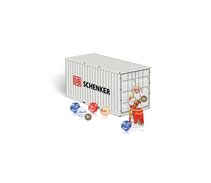 3D Präsent "Container" mit Lindt Minis und Nikolaus