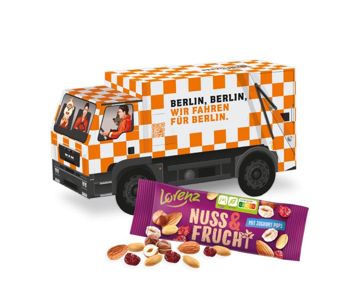 3D Präsent "LKW" mit Lorenz Nuss & Frucht