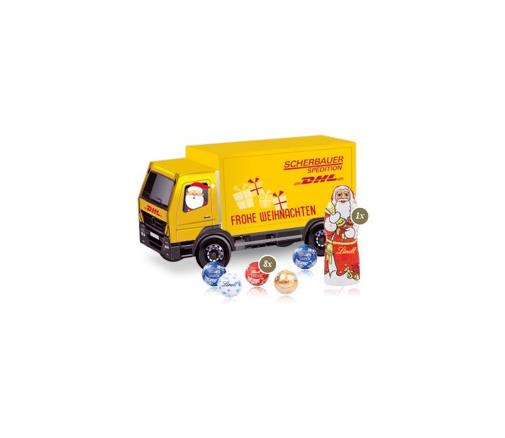 3D Präsent "LKW" mit Lindt Minis und Nikolaus