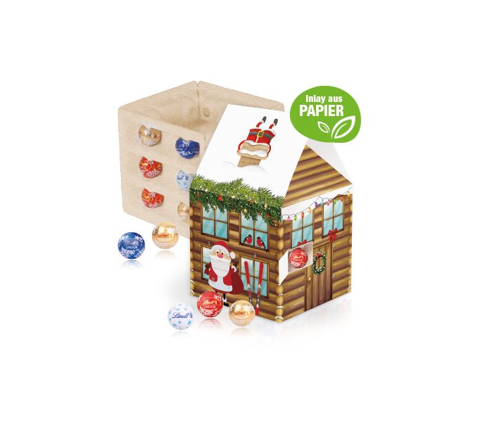 Adventshaus "Edition" mit Lindt Schokolade mit Papier-Inlay
