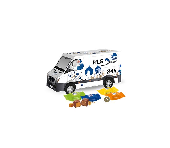 3D Präsent "Transporter" mit Ritter SPORT Schokowürfel