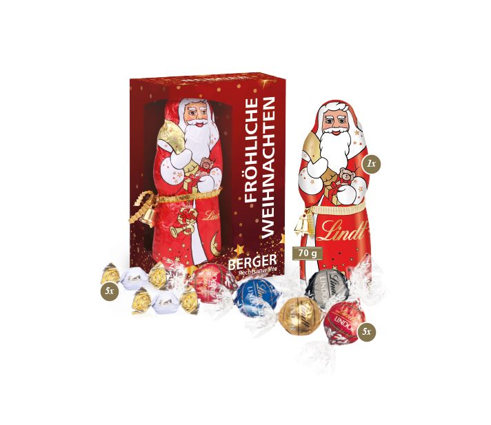 Premium-Präsent mit Lindt Weihnachtsmann „Maxi“