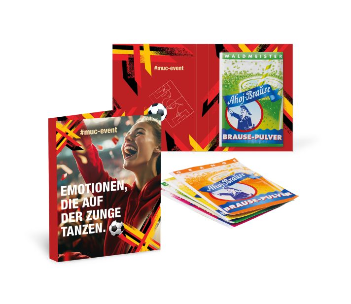 Werbe-Klappkarte mit Ahoj-Brause Pulver