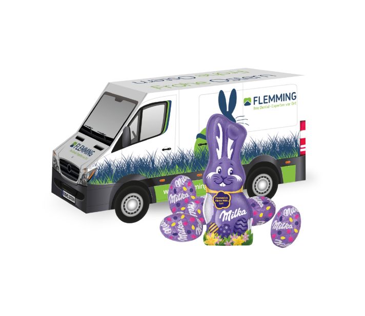 3D Präsent Transporter Ostern mit Schokoladenmischung von Milka