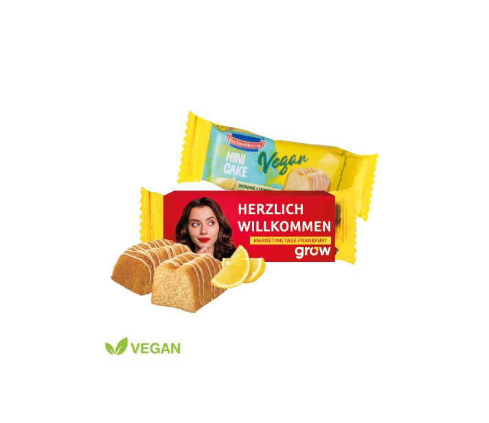 Mini Kuchen Vegan mit Werbebanderole