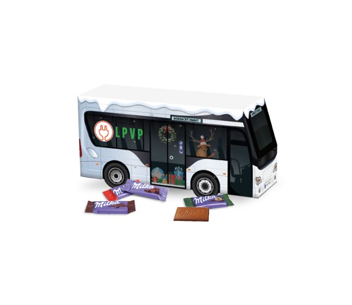 3D Adventskalender "Bus" mit Milka Schokolade