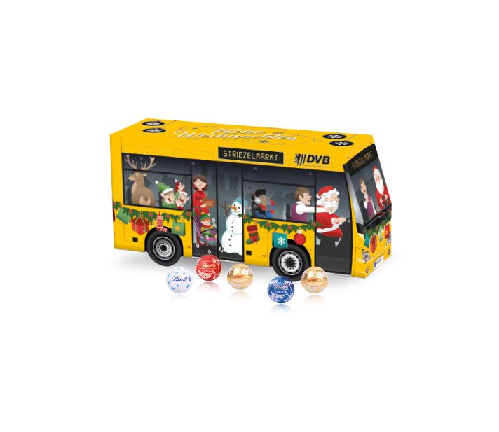 3D Adventskalender "Bus" mit Lindt Schokolade