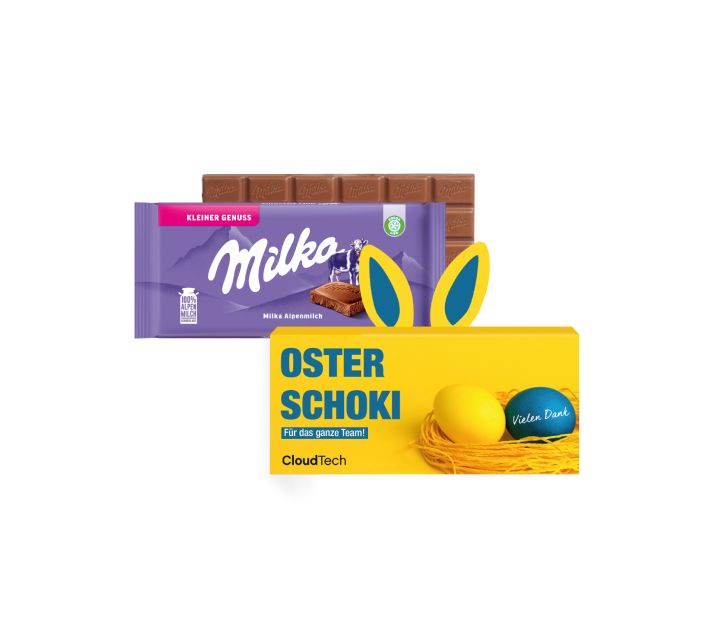 Milka Schokoladentafel mit Hasenohren