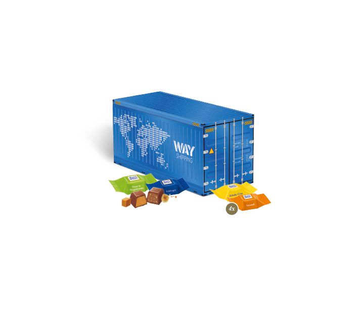 3D Präsent "Container" mit Ritter SPORT Schokowürfel