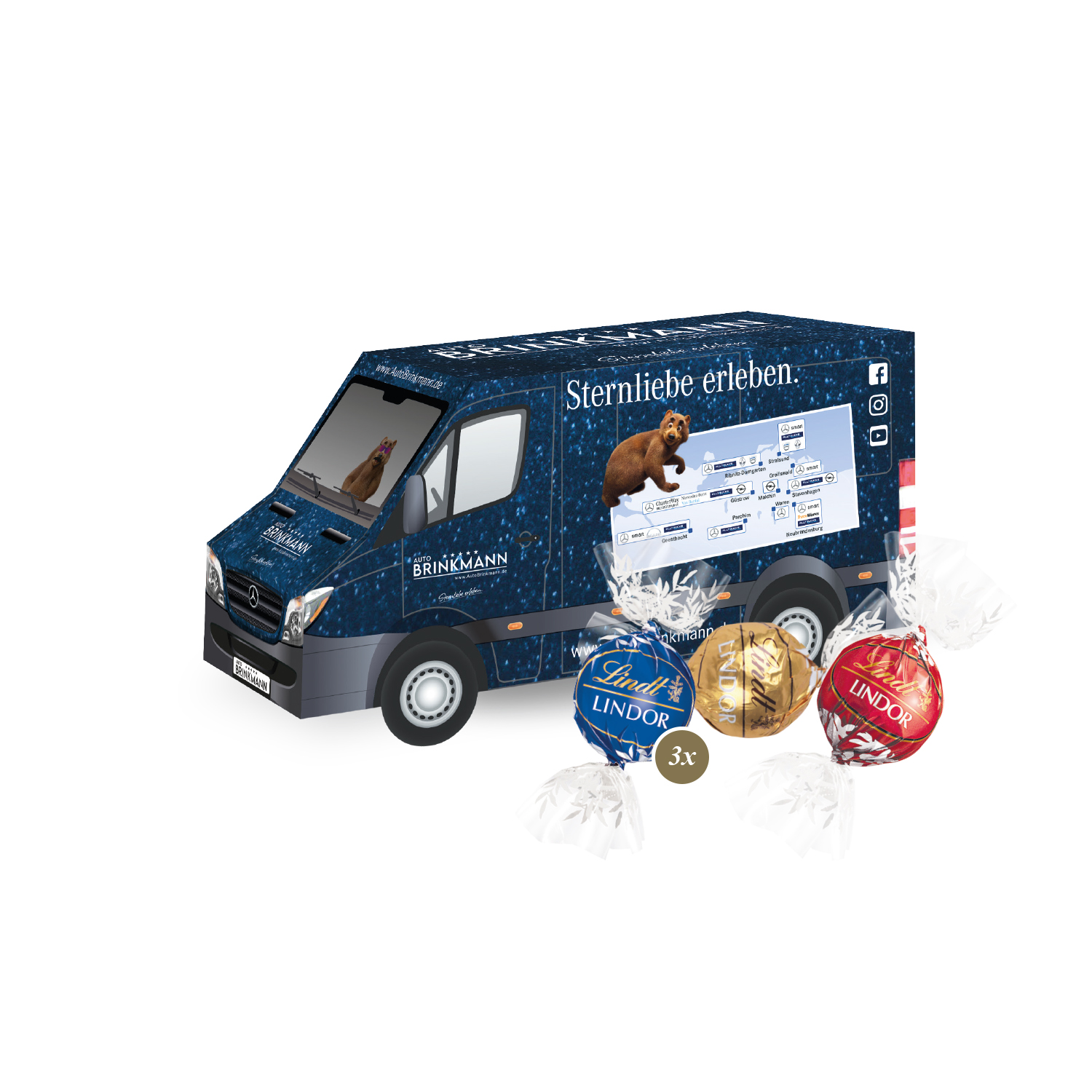 3D Präsent "Transporter" mit Lindor Pralinés
