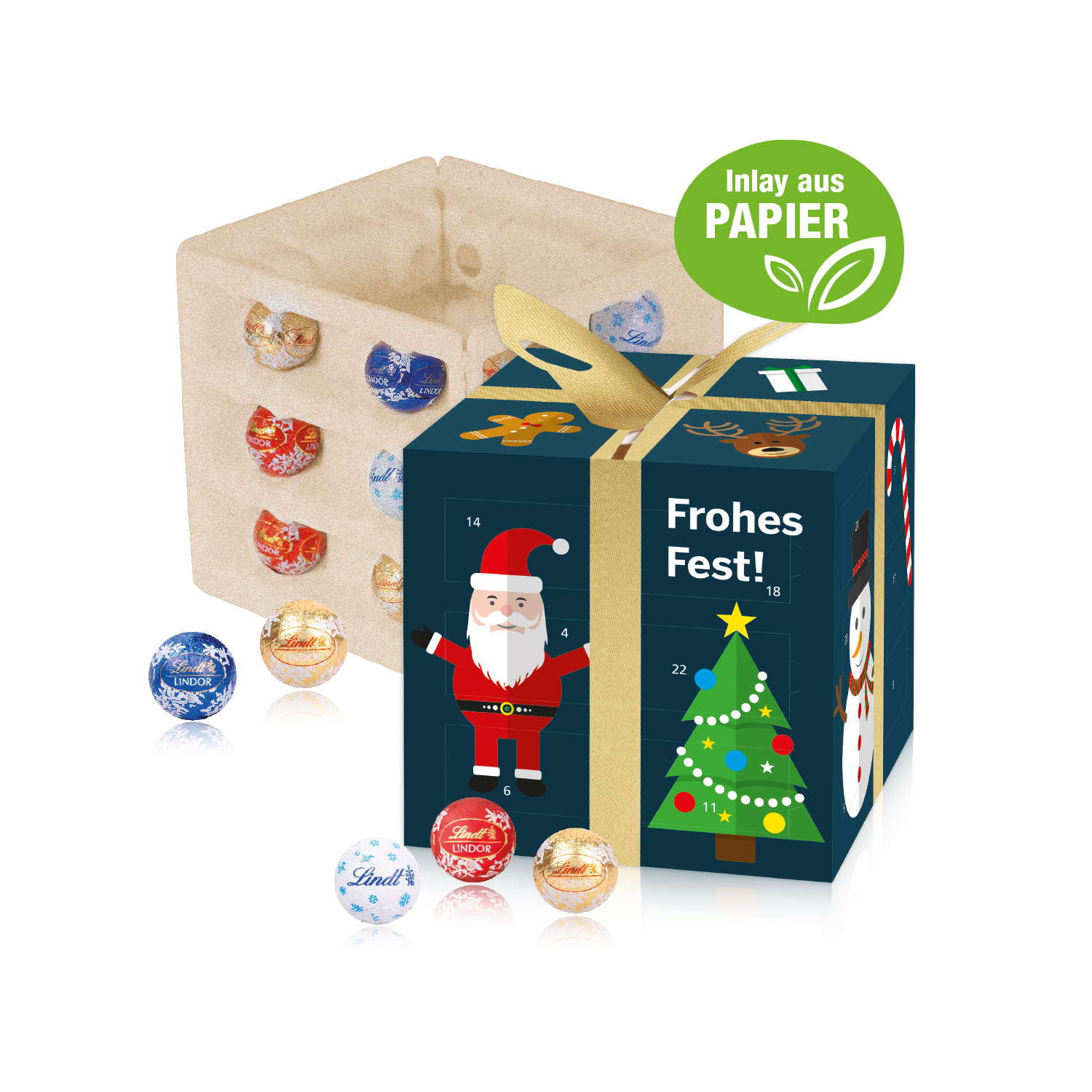 Lindt Adventskalender Cube "Geschenkzauber", Inlay aus Papier
